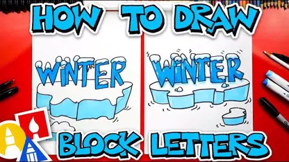 آموزش نقاشی به کودکان - حروف بلوک زمستانی با رنگ آمیزی