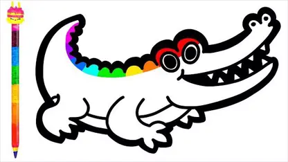 اموزش نقاشی نحوه کشیدن و رنگ امیزی تمساح برای کودکان