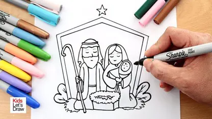آموزش نقاشی به کودکان - تولد کریسمس با رنگ آمیزی