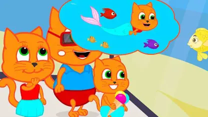 کارتون خانواده گربه با داستان - پری دریایی در اکواریوم
