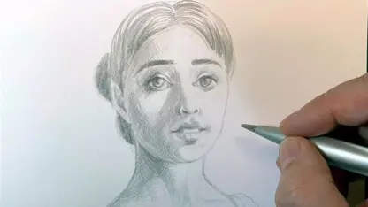 آموزش طراحی چهره آسان - طراحی پرتره دختر با قلم فضایی