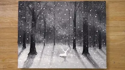 آموزش نقاشی - گوزن در یک روز برفی در یک نگاه