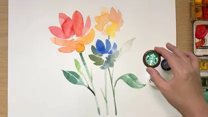 آموزش نقاشی آبرنگ ساده برای مبتدیان - گلهای زیبا