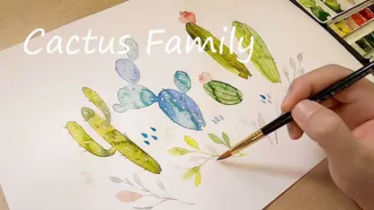 آموزش نقاشی با آبرنگ برای مبتدیان - کشیدن کاکتوس های آسان
