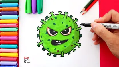 آموزش نقاشی ساده - ویروس کرونا برای سرگرمی