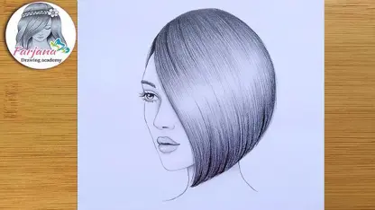آموزش طراحی با مداد برای مبتدیان - دختری با مدل موی کوتاه