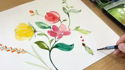 آموزش نقاشی با آبرنگ برای مبتدیان - نقاشی گل آبرنگ
