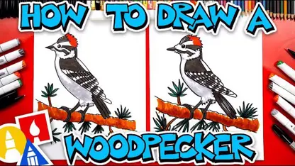 آموزش نقاشی به کودکان - پرنده دارکوب با رنگ آمیزی