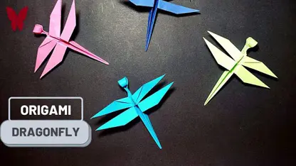آموزش اوریگامی - سنجاقک های رنگی برای سرگرمی