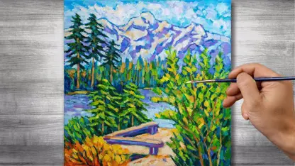 آموزش نقاشی با رنگ روغن برای مبتدیان - مناظر کوهستانی زیبا