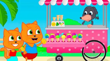 کارتون خانواده گربه با داستان - بستنی رنگی