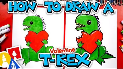 آموزش نقاشی به کودکان - دایناسور ولنتاین با رنگ آمیزی