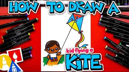 آموزش نقاشی به کودکان - کودک در حال پرواز با رنگ آمیزی