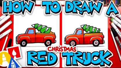 اموزش نقاشی کودکانه "کامیون قرمز کریسمس"