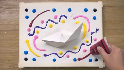 آموزش گام به گام نقاشی با تکنیک آسان " قایق در فضا "