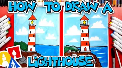 آموزش گام به گام نقاشی به کودکان - فانوس دریایی