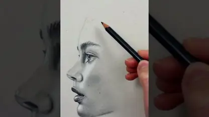 چهره برای مبتدیان طراحی با مداد روی کاغذ خاکستری