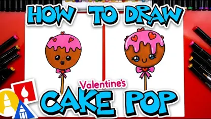 آموزش نقاشی به کودکان - کیک پاپ ولنتاین با رنگ آمیزی