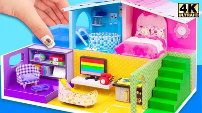 کاردستی با کارتون برای کودکان - ساخت خانه ساده 5 رنگ