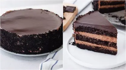 طرز تهیه کیک خامه ای شکلاتی سه لایه