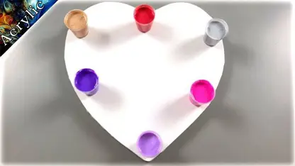 اموزش نقاشی با تکنیک رنگ اکرلیک روی بوم قلبی