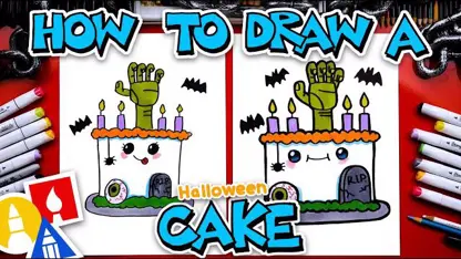آموزش نقاشی به کودکان - یک کیک تولد هالووین با رنگ آمیزی