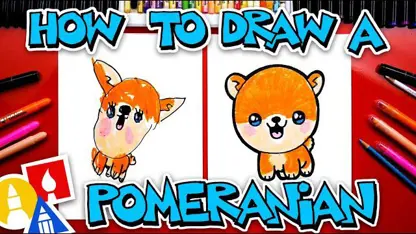 آموزش نقاشی به کودکان - توله سگ پامرانین با رنگ آمیزی