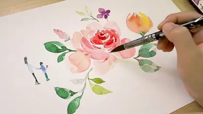 آموزش نقاشی با آبرنگ برای مبتدیان - گل رزی برای پدر