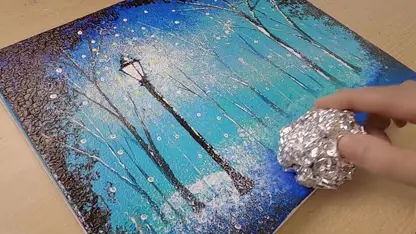 آموزش نقاشی با تکنیک آلومینیوم برای مبتدیان - زوج در روز برفی