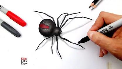 آموزش نقاشی به کودکان - عنکبوت سه بعدی با رنگ آمیزی