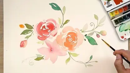 آموزش گام به گام نقاشی با آبرنگ " گل رز "