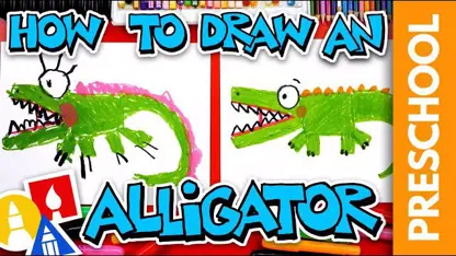 آموزش نقاشی به کودکان - ترسیم یک تمساح با رنگ آمیزی
