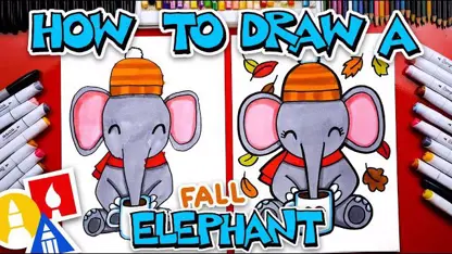 آموزش نقاشی به کودکان - یک فیل پاییزی با رنگ آمیزی