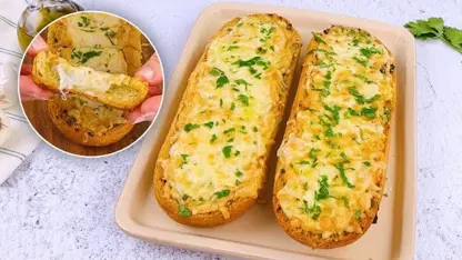 آموزش آشپزی - طرز تهیه نان سیر پنیری برای شام
