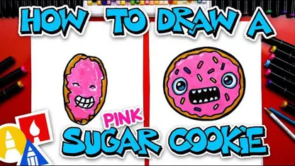 آموزش نقاشی به کودکان - شیرینی شکری صورتی با رنگ آمیزی