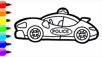 اموزش نقاشی به کودکان با موضوع " ماشین پلیس "