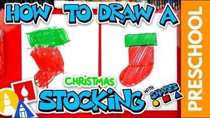 اموزش نقاشی کودکان 3 ساله "جوراب کریسمس" در چند دقیقه