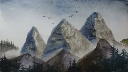 آموزش نقاشی با آبرنگ برای مبتدیان - کوه های راکی