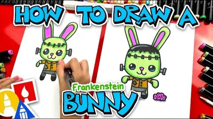 آموزش نقاشی به کودکان - خرگوش فرانکشتاین با رنگ آمیزی