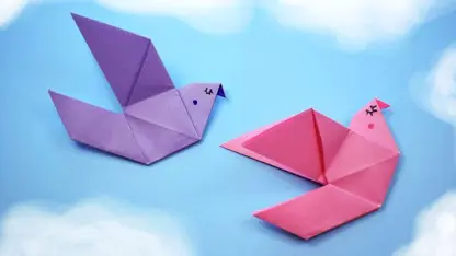 آموزش اوریگامی ساخت پرنده های رنگی در چند دقیقه