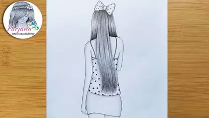 آموزش گام به گام طراحی با مداد - دختر با موهای بلند