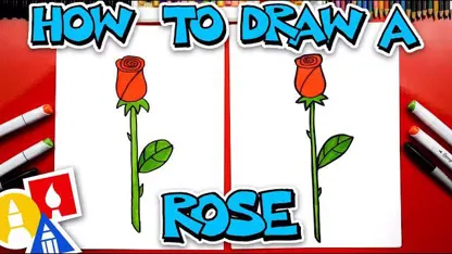 آموزش نقاشی به کودکان - یک گل رز زیبا با رنگ آمیزی