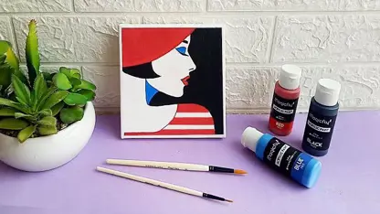 آموزش نقاشی اکرلیک با تکنیک های آسان - زنی با کلاه قرمز