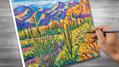 آموزش نقاشی رنگ روغن برای مبتدیان - کاکتوس آریزونا