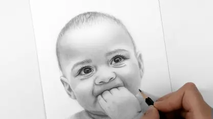 آموزش نقاشی - طراحی چهره کودک در یک ویدیو
