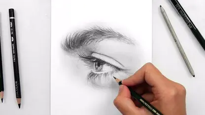 اموزش طراحی چشم از نیمرخ با مداد گرافیت