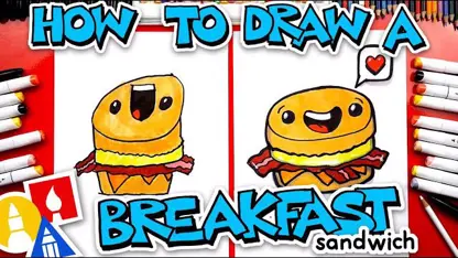 آموزش نقاشی به کودکان - ساندویچ صبحانه با رنگ آمیزی