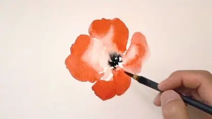آموزش نقاشی با آبرنگ برای مبتدیان - نقاشی گل خشخاش
