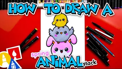آموزش نقاشی به کودکان - پشته حیوانات بهاری با رنگ آمیزی