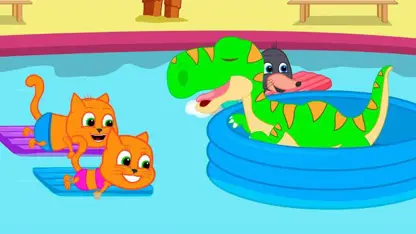 کارتون خانواده گربه این داستان - شنا با دایناسور